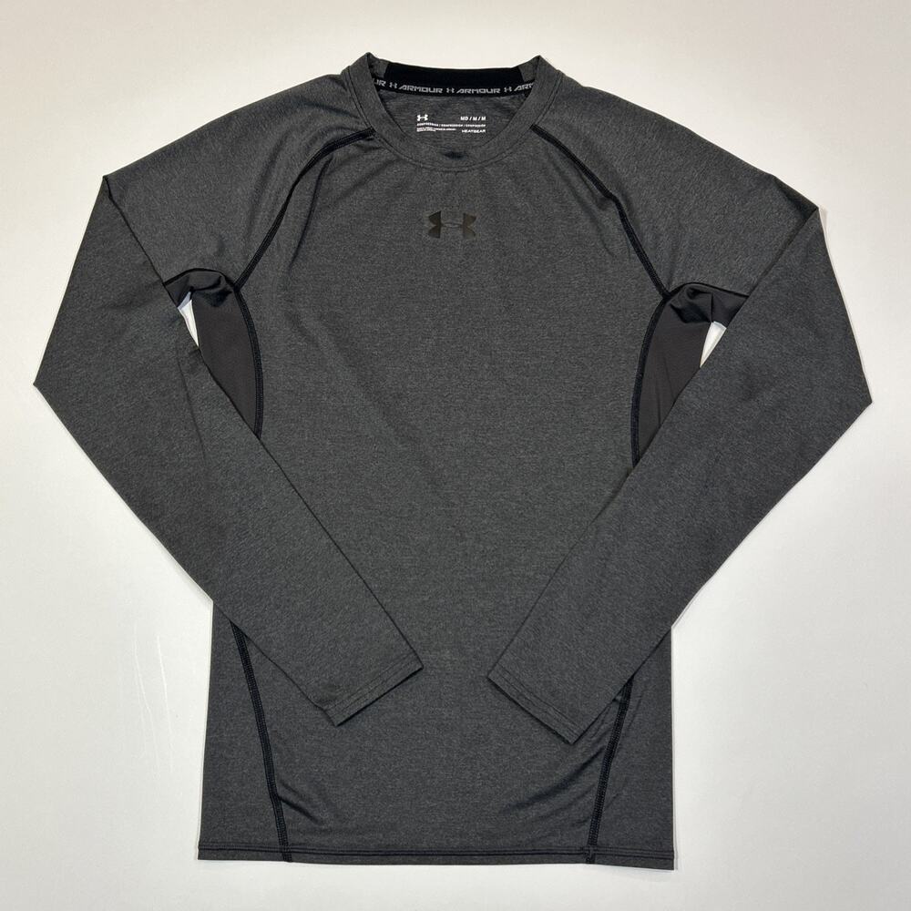 Under Armour HeatGear Compression Shirt Men’s Medium Gray Black Athletic